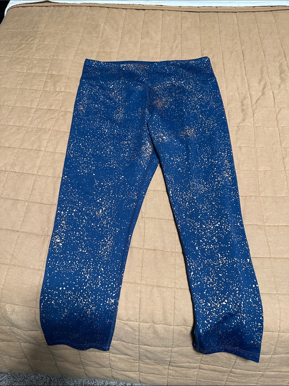 ZYIA Active Blue Leggings with Gold Metallic Speckle